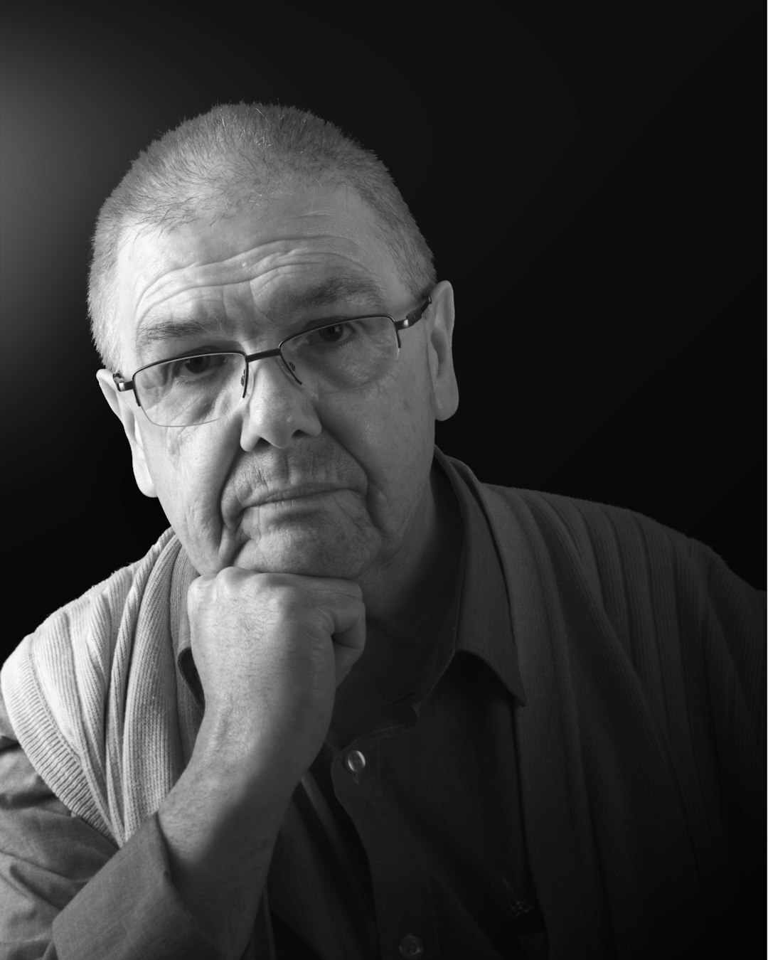 Studio portrait of a thoughtful European writer