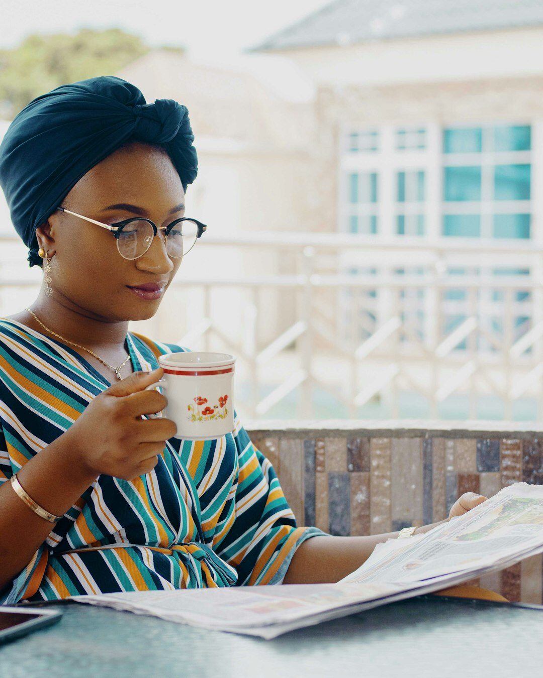 woman studying documents